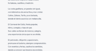 Captura de pantalla de la poesía sobre Cádiz creada por la IA